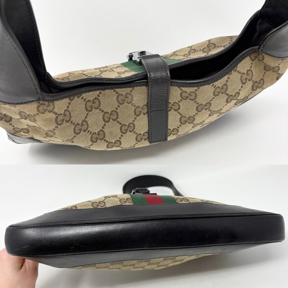Gucci Jackie O 1961 GG Monogram Web Stripe Hobo Shoulder Bag Vintage Authentic - Picture 14 of 17